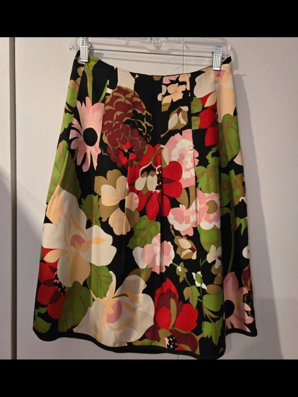 Vintage Talbots,Floral A-Line Skirt in Black, Pink & Green - Picture 2 of 10